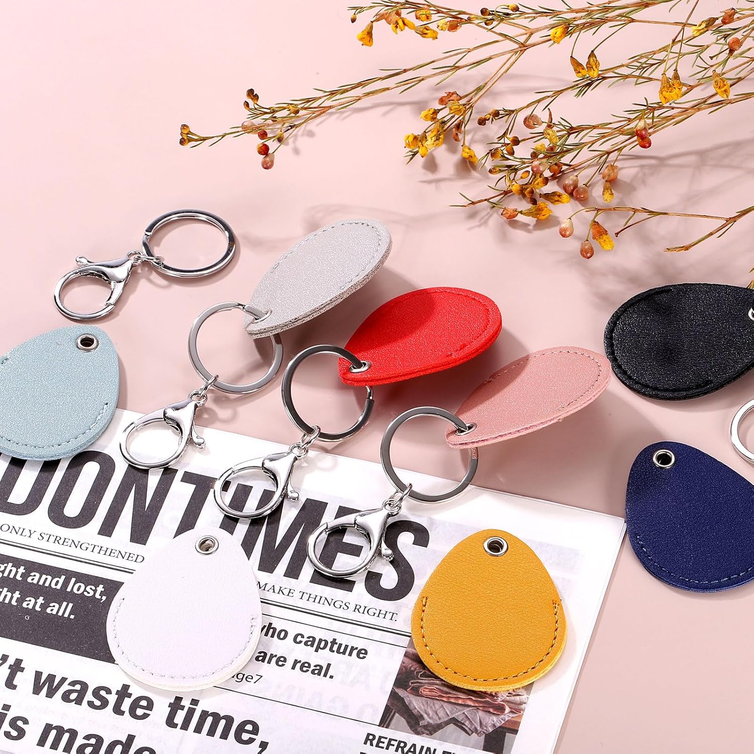 6pcs Leather Key Fob, PU Leather Car Keychain Blanks Key Holder with Key Rings for Key ID Cards DIY Laser Engraving - Image 4