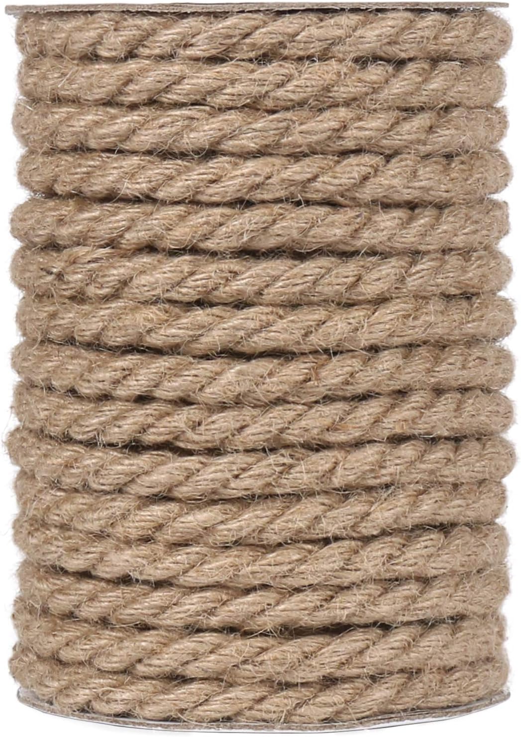 10mm Jute Rope, 50 Feet 3/8 inch Heavy Duty and Thick Twine Decorative Rope for Crafting, Cat Scratch Post, Gardening, Farmhouse Decor, Home Decor - Image 1