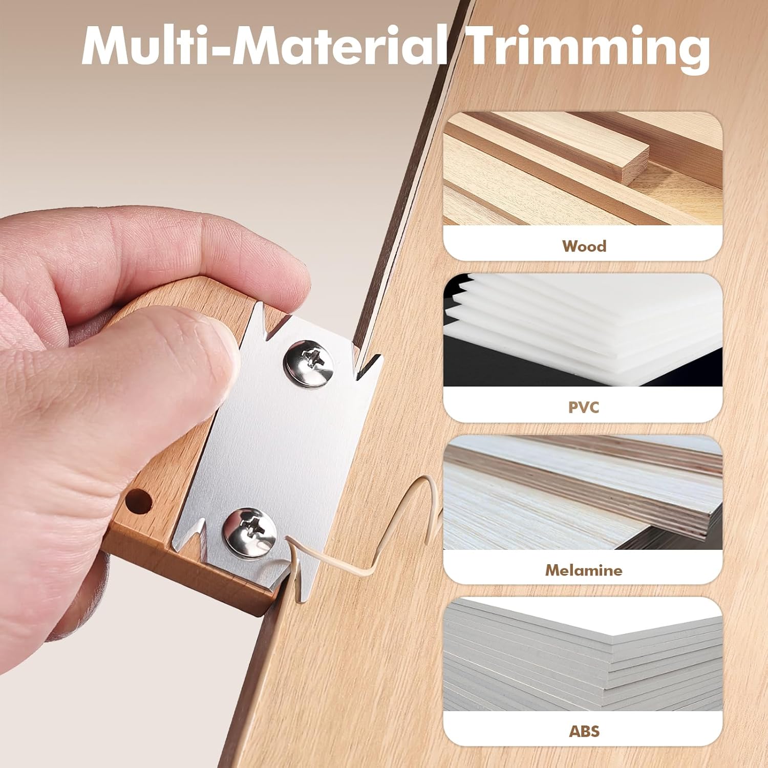 Edge Banding Trimmer, Upgraded Veneer Edge Trimmer with Wooden Handle and 3 Replacement Blades, Edge Band Cutter Tool for Woodworking, Veneer, PVC, Laminate, Plywood, Melamine - Image 7
