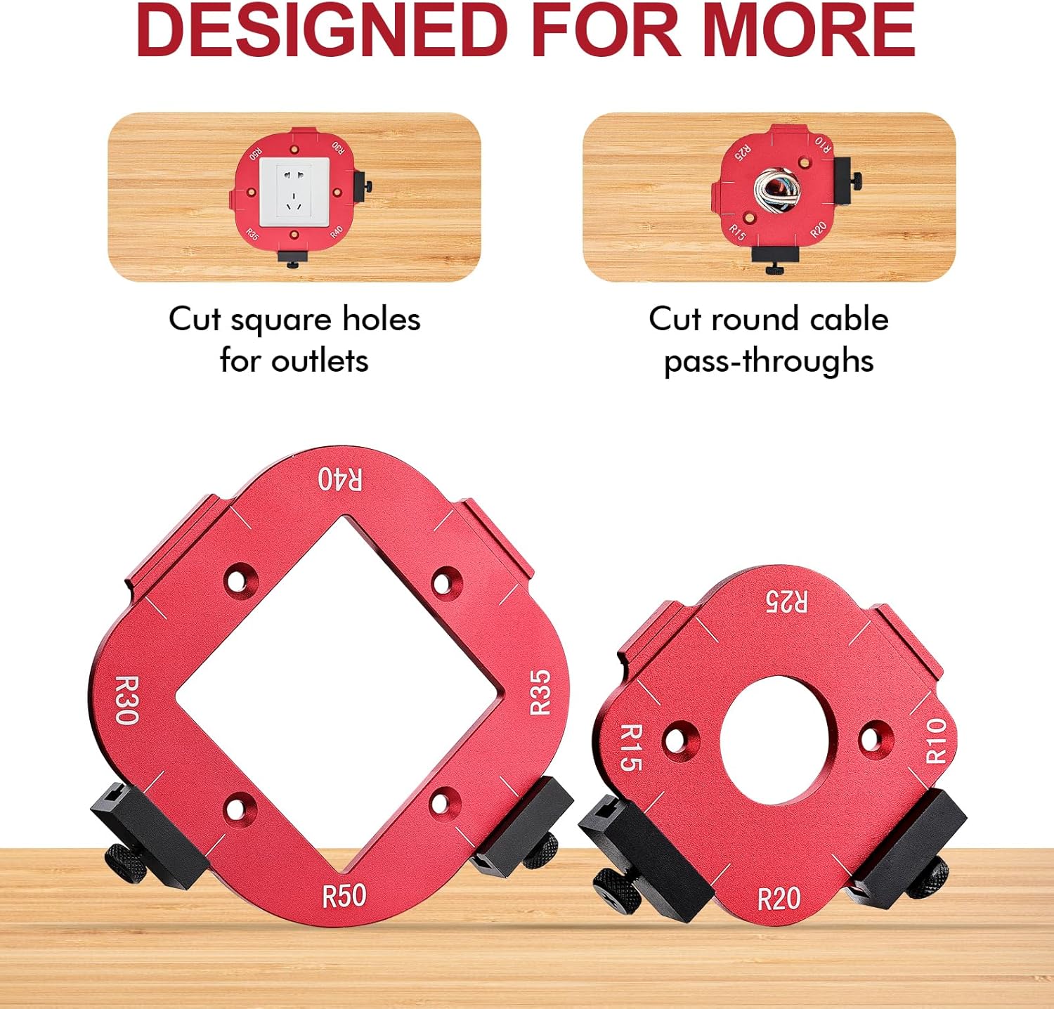 2 Pack Router Corner Radius Template, Premium Aluminum Alloy Router Corner Rounding Jig for Woodworking, 8-in-1 Arc Cutting Guide Set (R10-R50), Fits Trim, Handheld, and Table Routers - Image 8