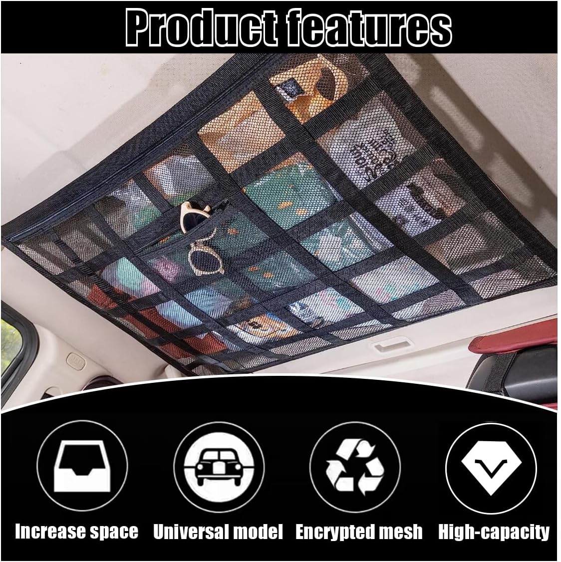 Car Ceiling Cargo Net Pocket, 30