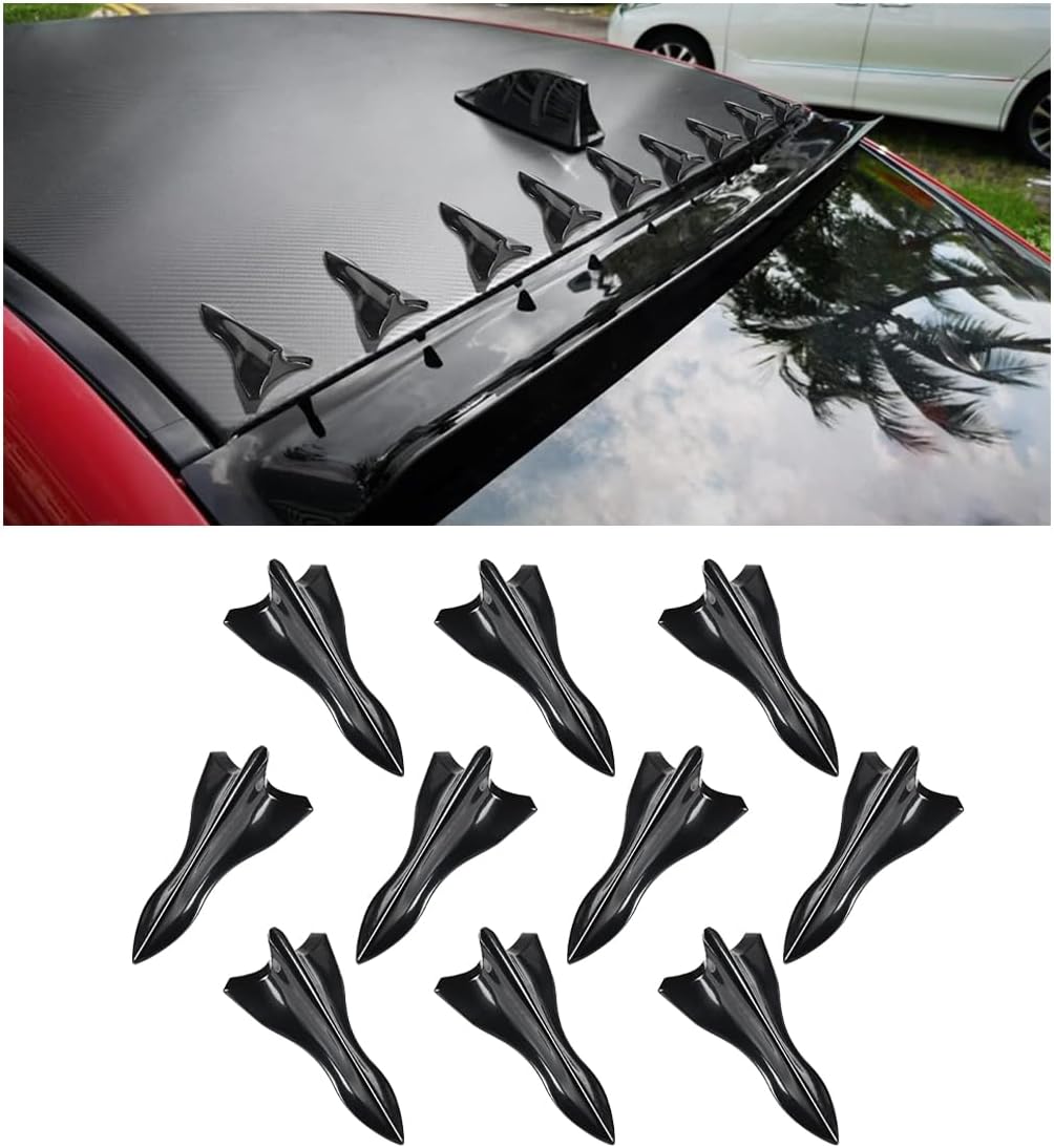 10PCS Car Diffuser Shark Fin Kit, Auto Air Vortex Generator Decoration Self-Adhesive Compatible with Spoiler Roof Wing Pointed, Bumper Exterior Accessories for SUV, Car (Black) - Image 1