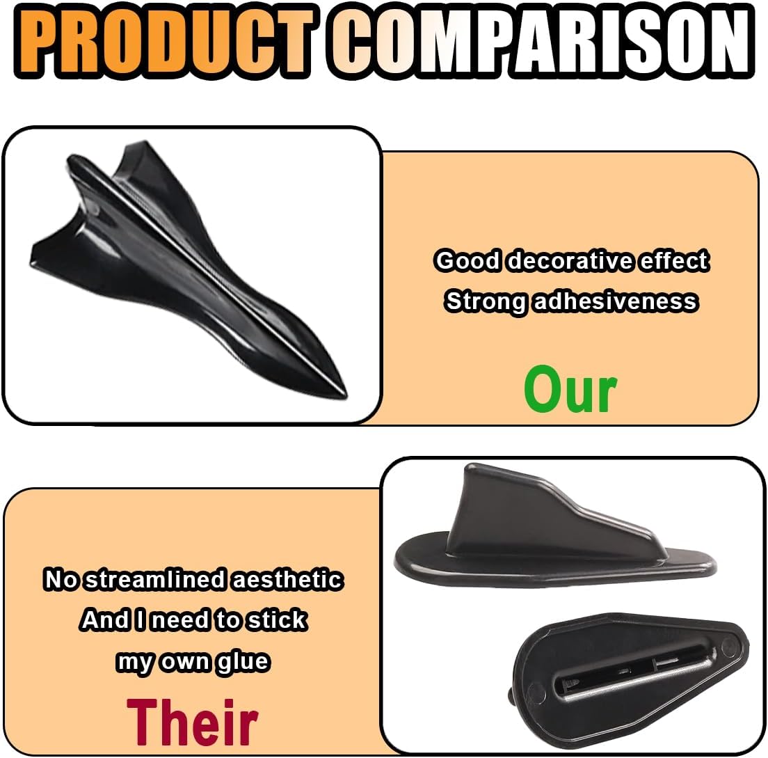 10PCS Car Diffuser Shark Fin Kit, Auto Air Vortex Generator Decoration Self-Adhesive Compatible with Spoiler Roof Wing Pointed, Bumper Exterior Accessories for SUV, Car (Black) - Image 3
