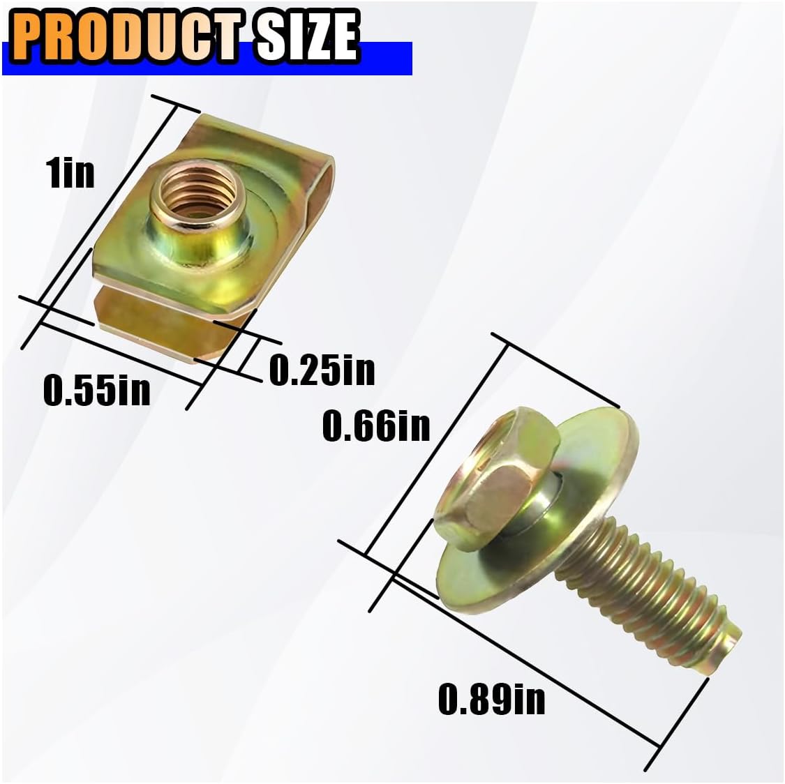 40PCS Car Body Bolts M6-1.0 & Extruded U-Nuts Clips Kit, Bumper Fenders Liner Push Retainer Fastener Kit for Engine Under Cover Undertray, Universal Splash Shield Guard Bolts Clips for Most Cars - Image 2