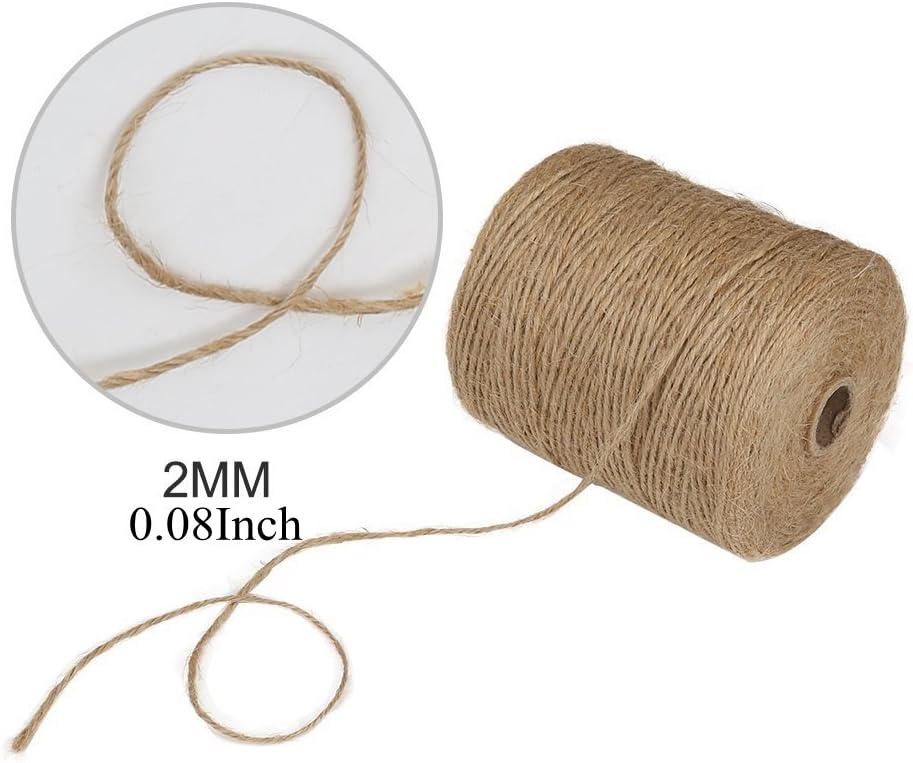 Natural Jute Twine, 984 Feet 2mm Garden Twine, Brown Jute String for Arts and Crafts, Gardening, Gift Wrapping, Bundling, Recycling - Image 2