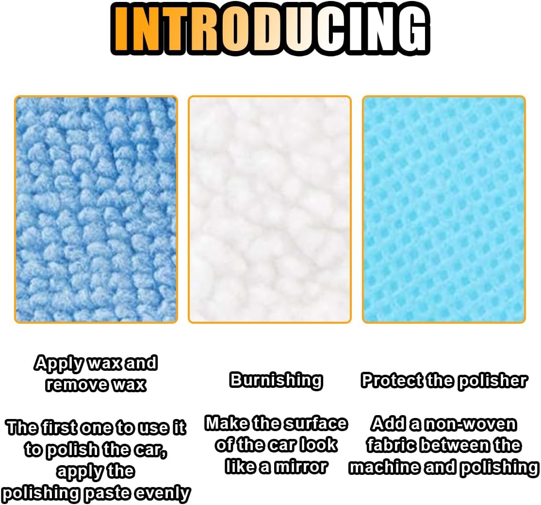 20PCS Car Polisher Pad Bonnets, 7 to 8 Inch Car Orbital Buffer Polisher Pad Bonnet, 12*Microfiber Bonnets, 4*Non-Woven Buffing Bonnet + 2*Woollen - Image 3