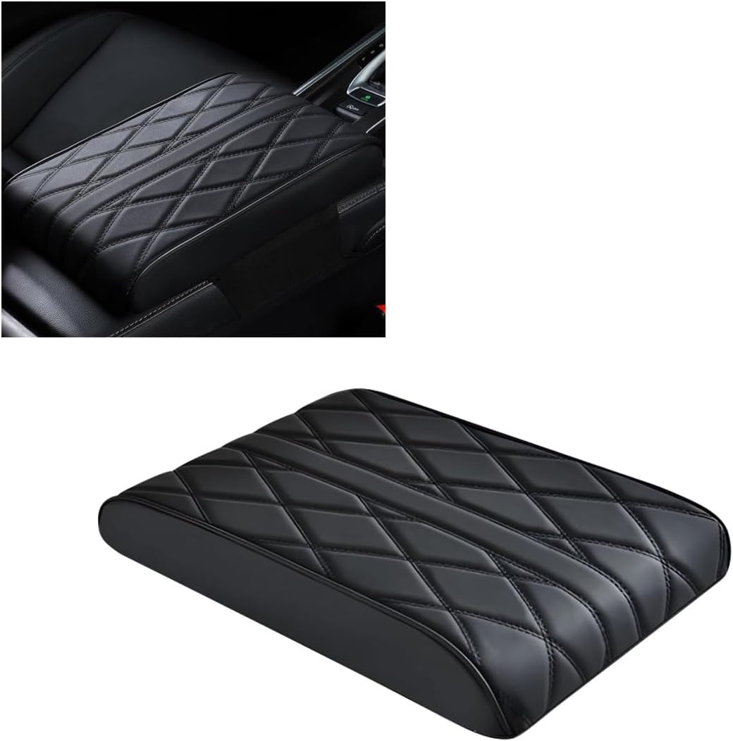 Car Center Console Cover Pad, Leather Auto Console Arm Rest Cover, Waterproof Car Armrest Seat Box Cushion Protector, Memory Foam Armrest Pillow for Most Cars - Image 1