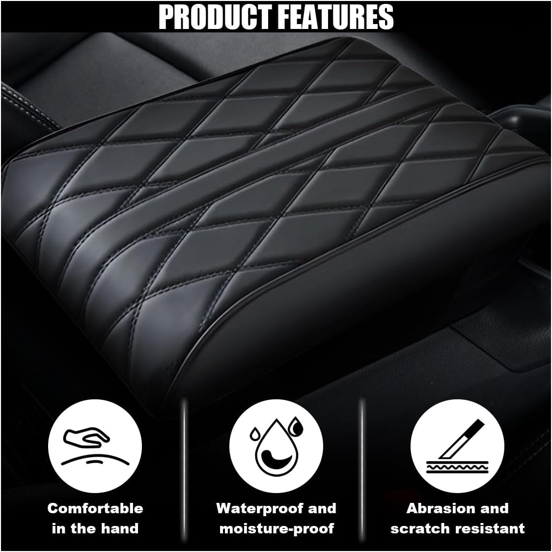 Car Center Console Cover Pad, Leather Auto Console Arm Rest Cover, Waterproof Car Armrest Seat Box Cushion Protector, Memory Foam Armrest Pillow for Most Cars - Image 3