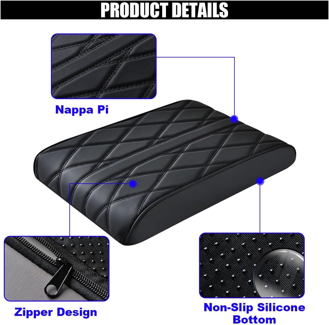 Car Center Console Cover Pad, Leather Auto Console Arm Rest Cover, Waterproof Car Armrest Seat Box Cushion Protector, Memory Foam Armrest Pillow for Most Cars - Image 4