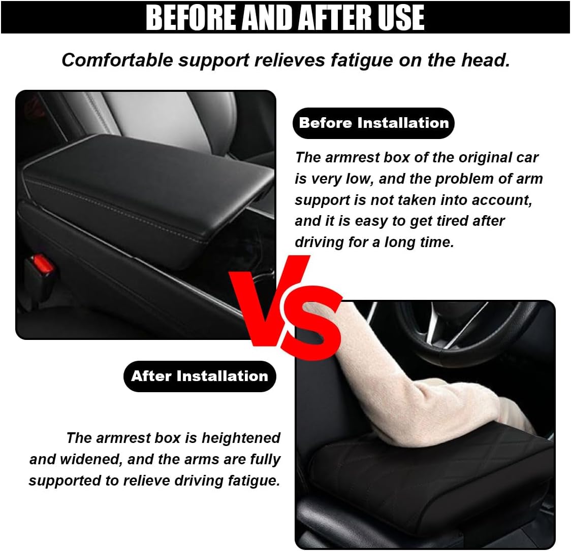 Car Center Console Cover Pad, Leather Auto Console Arm Rest Cover, Waterproof Car Armrest Seat Box Cushion Protector, Memory Foam Armrest Pillow for Most Cars - Image 5