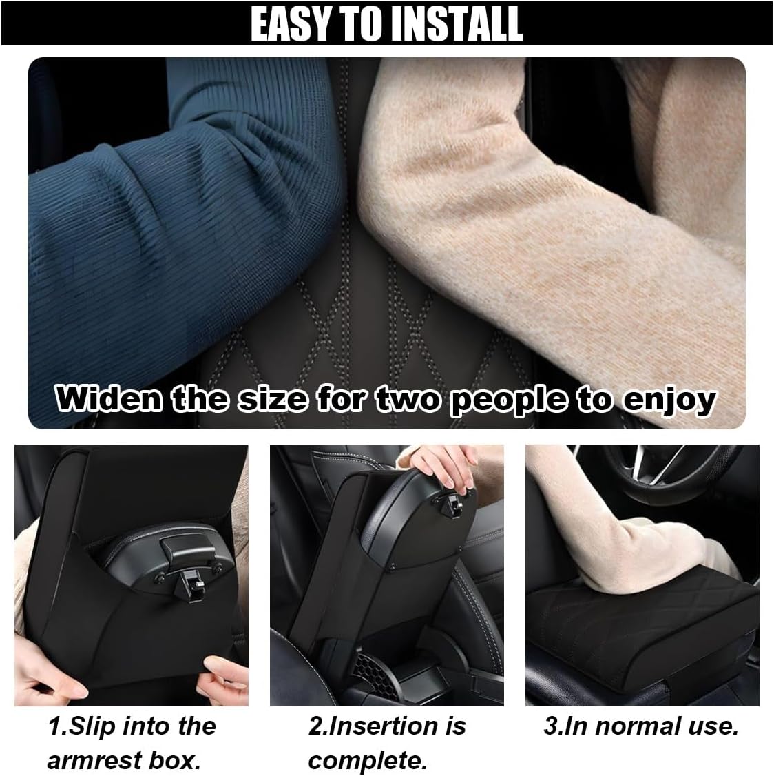 Car Center Console Cover Pad, Leather Auto Console Arm Rest Cover, Waterproof Car Armrest Seat Box Cushion Protector, Memory Foam Armrest Pillow for Most Cars - Image 6