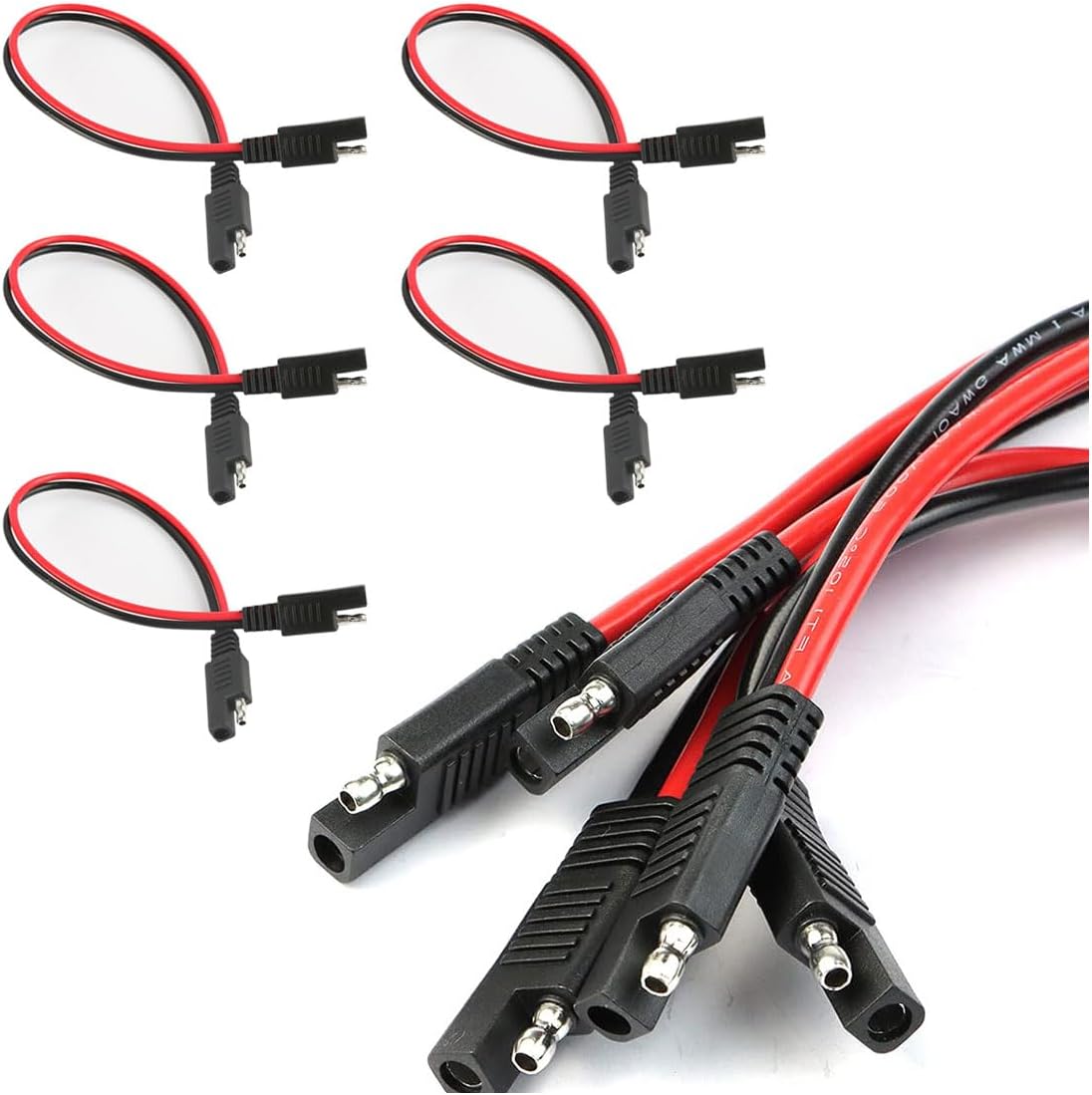5PCS 10 Gauge 2 Pin Quick Disconnect Polarized Wire Harness, 12 Inch SAE Connector Bullet Lead Cable, Automotive Heavy Duty Extension Cable for Car Motorcycle Boat Tractor (10 AWG) - Image 1