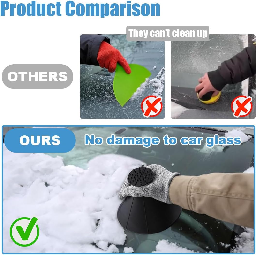 4PCS Magical Ice Scrapers for Car Windshield, Cone-Shaped Car Snow Remover with Funnel, Round Snow Scraper Car Snow Removal Shovel Tool, Frost Wipe Scraper Car Window Cleaner for Ice & Snow - Image 4