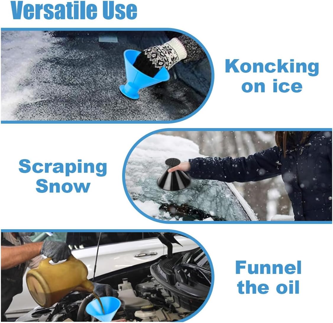 4PCS Magical Ice Scrapers for Car Windshield, Cone-Shaped Car Snow Remover with Funnel, Round Snow Scraper Car Snow Removal Shovel Tool, Frost Wipe Scraper Car Window Cleaner for Ice & Snow - Image 5