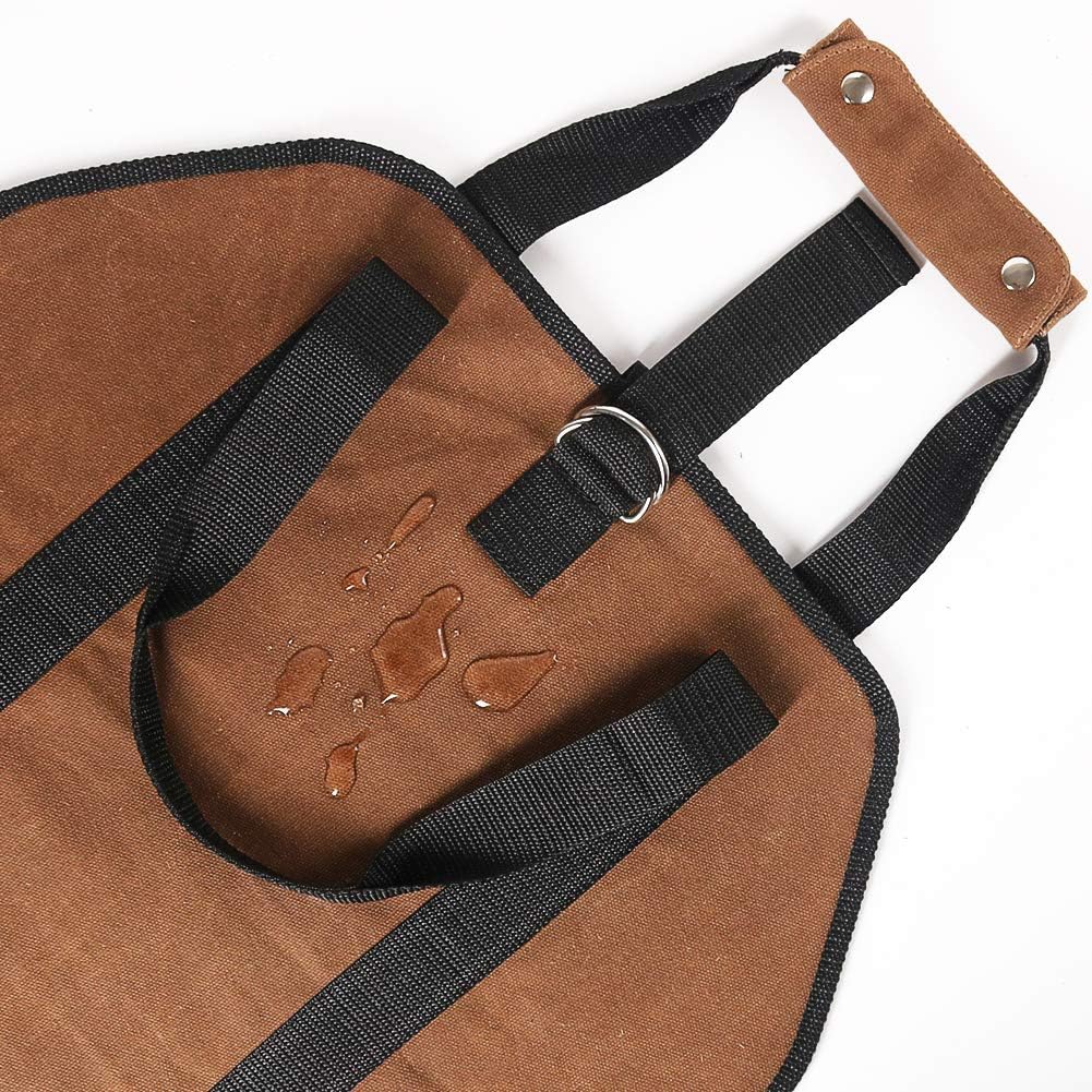 Firewood Carrier, 38in x 18in 16oz Waxed Canvas Log Carrier for Firewood, Wood Carrying Bag with Handles Securing Straps for Indoors Camping Trip, Gifts for Men Dad Husband (Brown) - Image 5