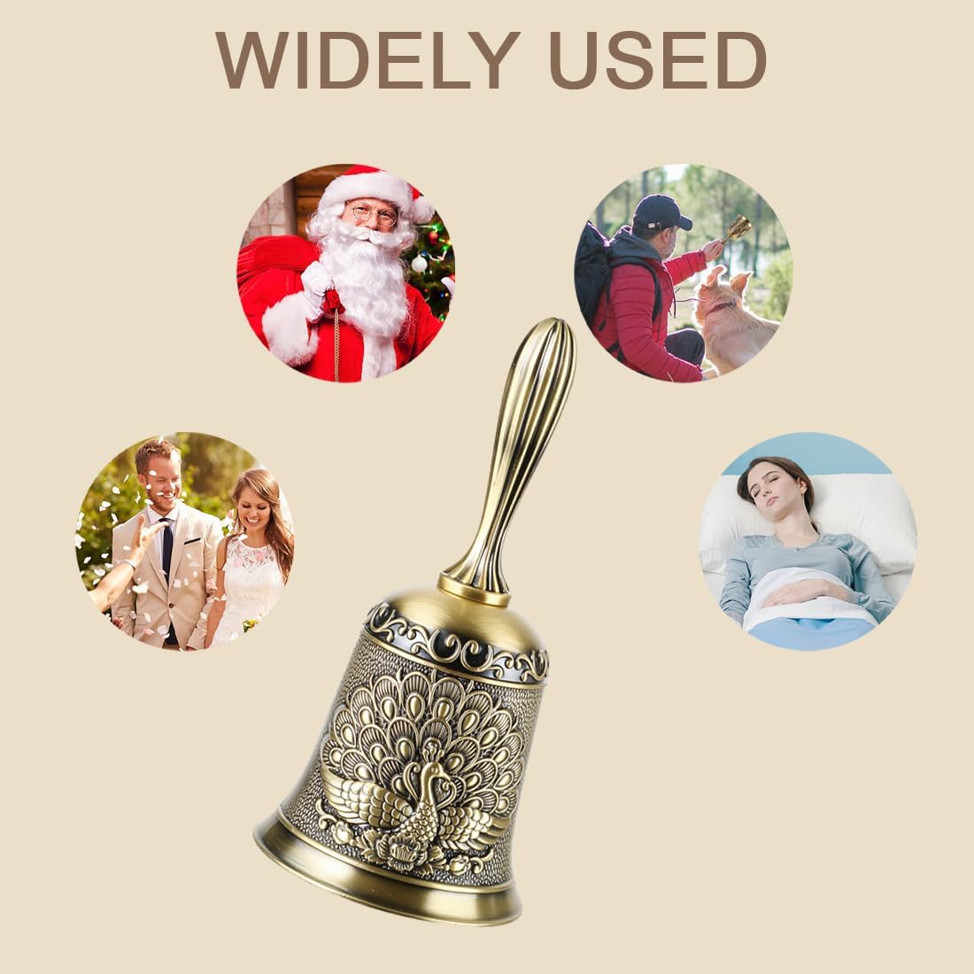 Hand Bell Ringing Bells Loud Service Call Bells Handbells for Seniors Bedside Wedding Dinner Meditation - Image 6