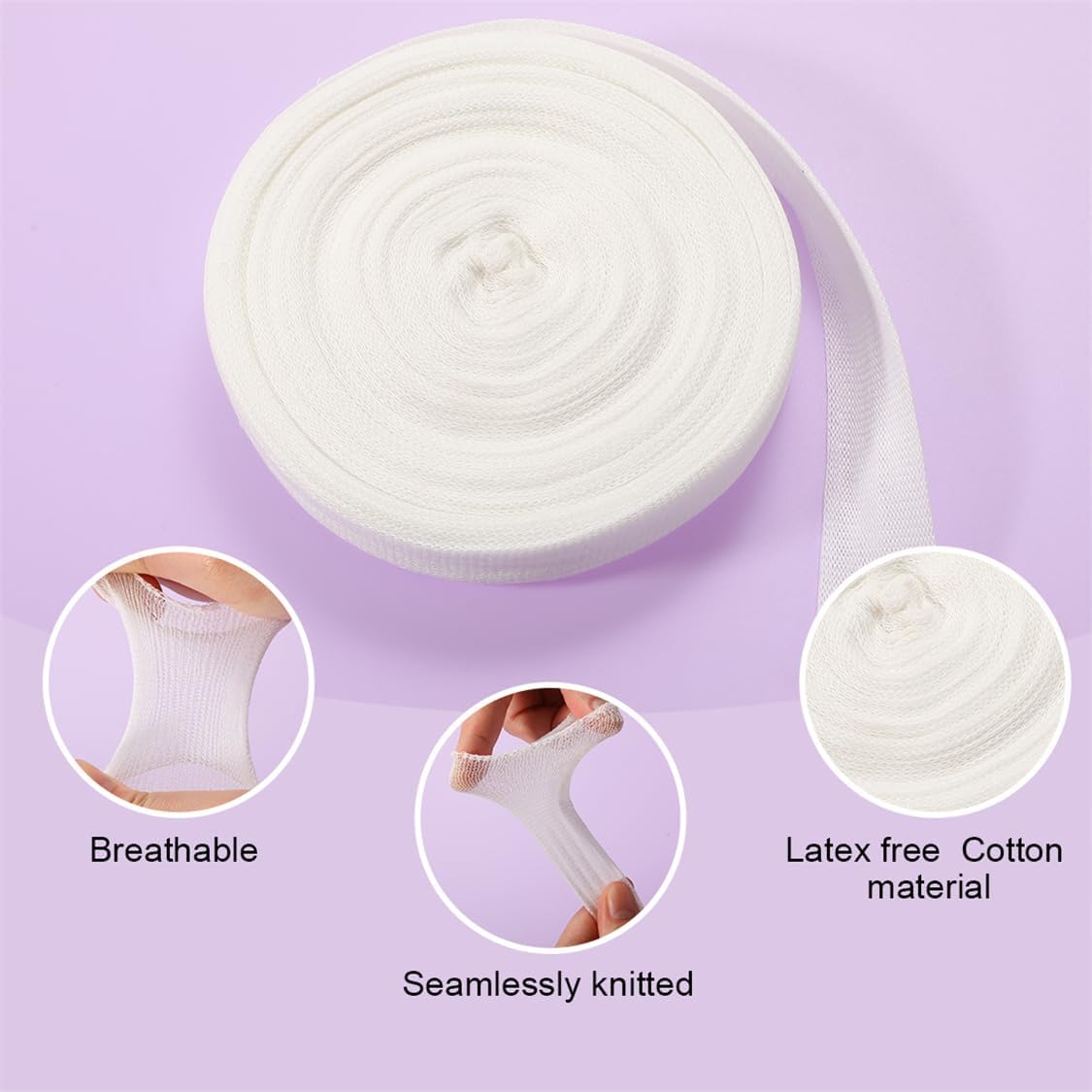 Tubular Stockinette Gauze Finger Tubular Bandage 21.9 Yard Breathable Net Wound Dressing Retainer for Thumb Toe with 3PCS Finger Splint - Image 3