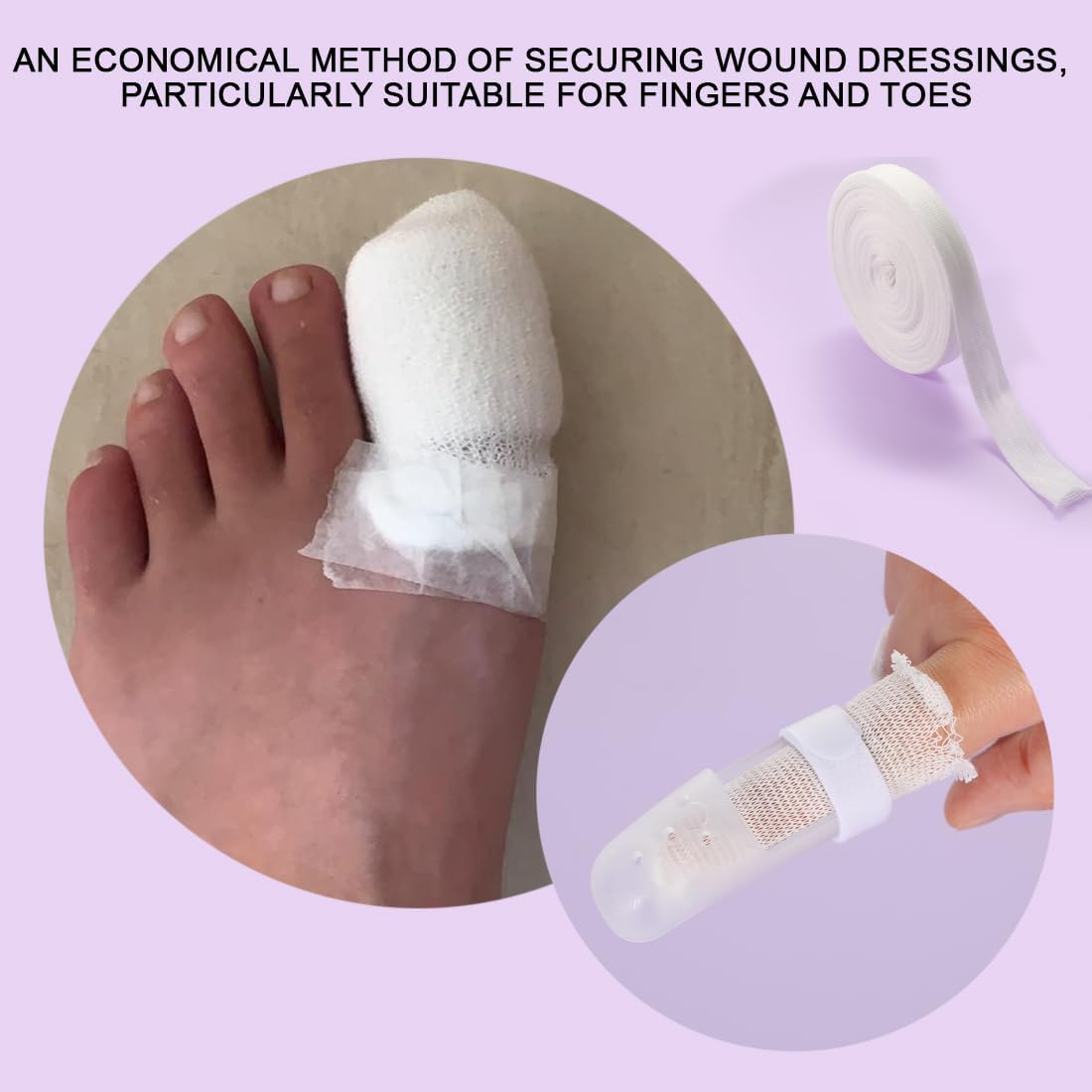 Tubular Stockinette Gauze Finger Tubular Bandage 21.9 Yard Breathable Net Wound Dressing Retainer for Thumb Toe with 3PCS Finger Splint - Image 6