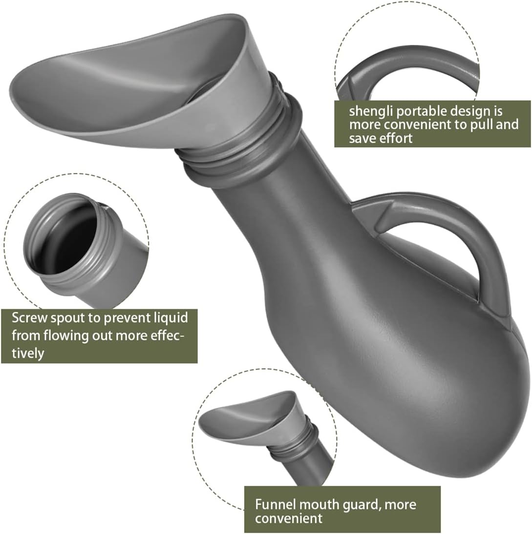 Urinal Bottle Unisex Urinals Portable Urine Bottle with Screw Lid 1000ml Plastic Pee Bottles Emergency Toilet for Women Men - Image 4