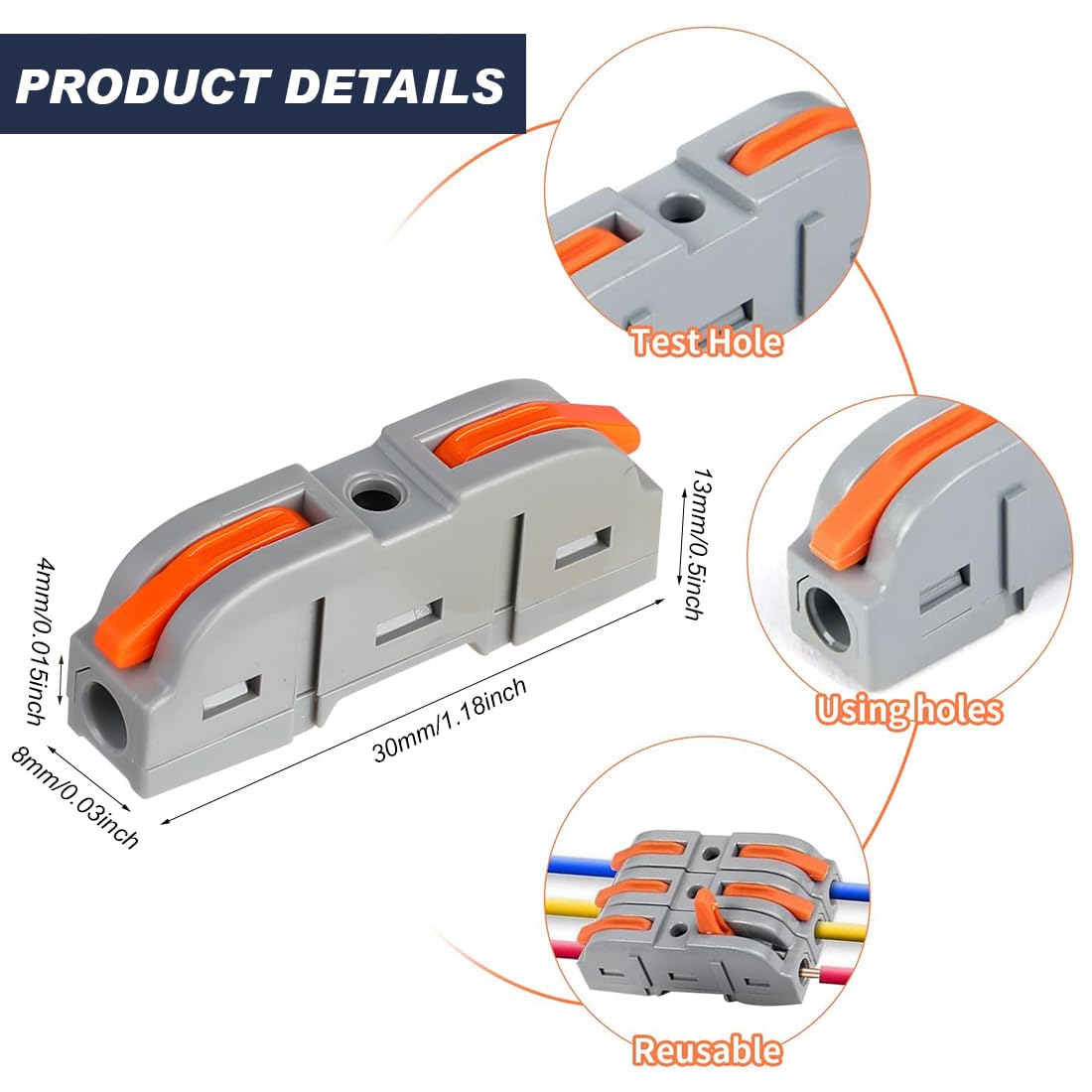 Lever Wire Connectors Kit 34PCS Quick Connect Wire Splice Conductor Compact Connectors Inline Wiring Splices Terminals - Image 3