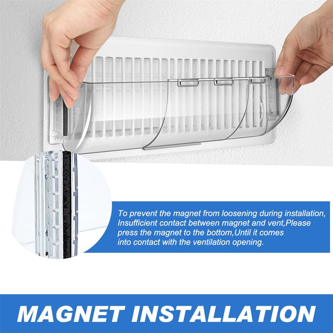 Air Vent Deflectors Adjustable Heat and Vent Cover Clear 2PCS Magnetic Air and Heat Deflector for Floor Vent Sidewalls and Ceiling Registers,8”-11” - Image 2