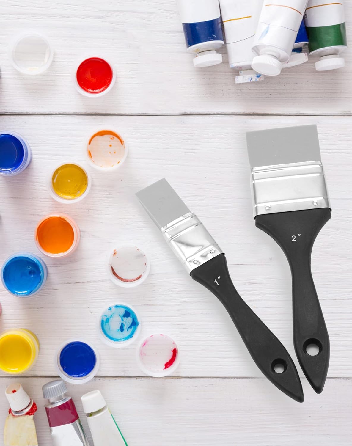 Paint Brush, Silicone Color Shaper Brush, 2 Pcs (1 inch,2 inch) Solid Flat Flexible Acrylic and Water Based Painting Tool for Move and Remove Acrylic Paints - Image 4