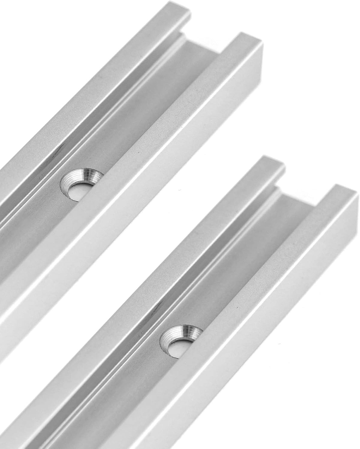 Aluminum T Track, 2 Pack 12 Inch Universal Double Cut Profile T Track, with Predrilled Mounting Holes and Screws, Woodworking and Fixtures, for Drill Press Table, Router Table - Image 1