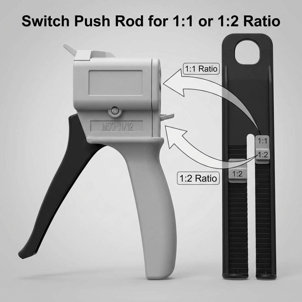 50ml Dual Cartridge Dispensing Gun – Adjustable 1:1 & 1:2 Ratio Manual Applicator for Epoxy, Resin, Sealant - Image 2
