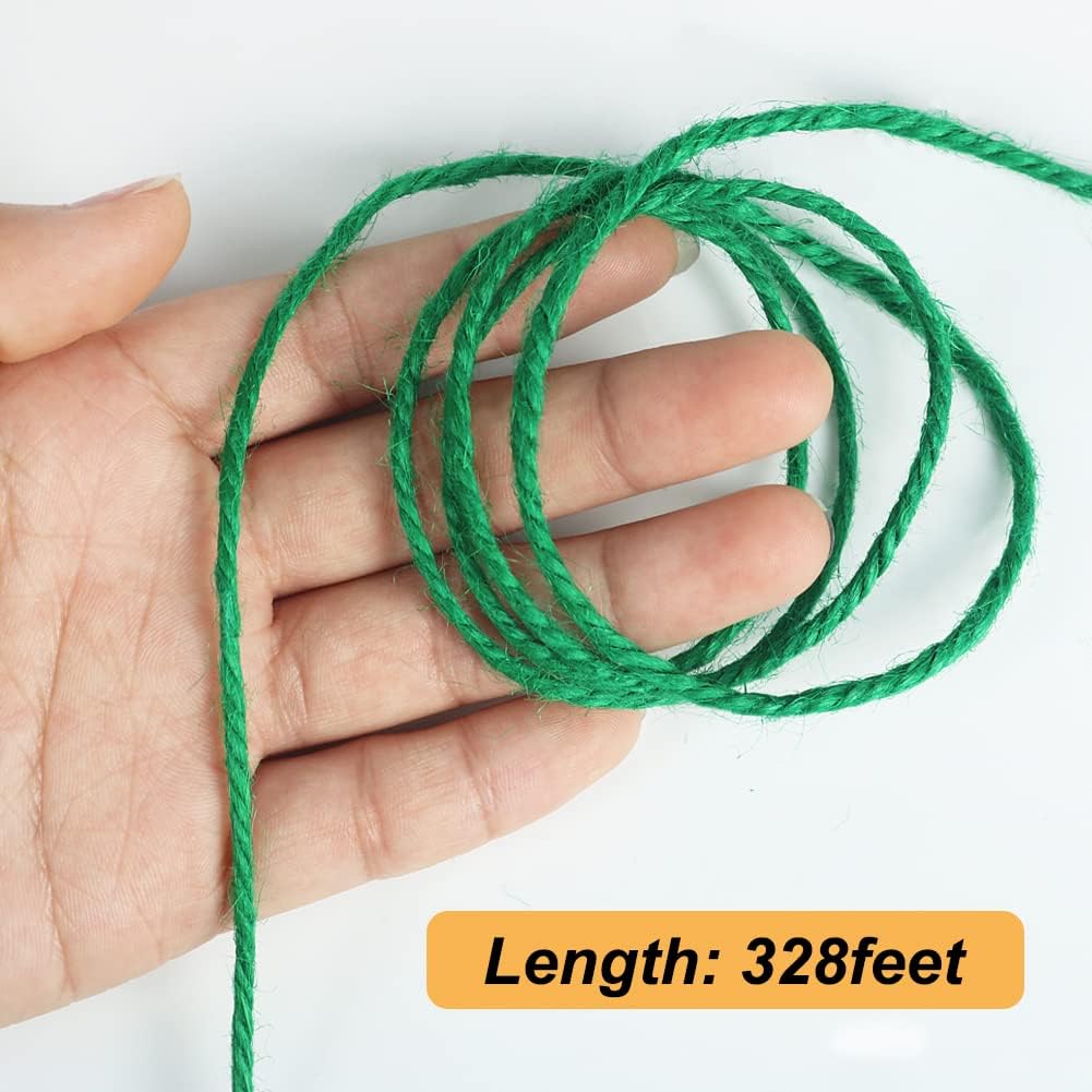 Jute Garden Twine, 328 Feet 3mm Heavy Duty Tomato Twine, Green Plant Ties for Gardening, Climbing Plants, Vegetables, Crafting - Image 3