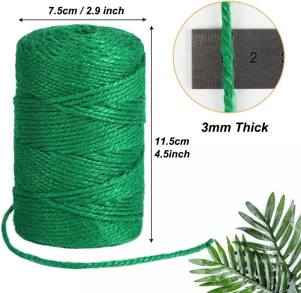 Jute Garden Twine, 328 Feet 3mm Heavy Duty Tomato Twine, Green Plant Ties for Gardening, Climbing Plants, Vegetables, Crafting - Image 7