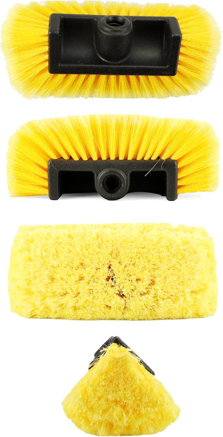 10in Car Wash Brush Head with Soft Bristle, for Cleaning Decks, Trucks, Car, RV, Boats, Home Siding, Camper, Yellow - Image 2