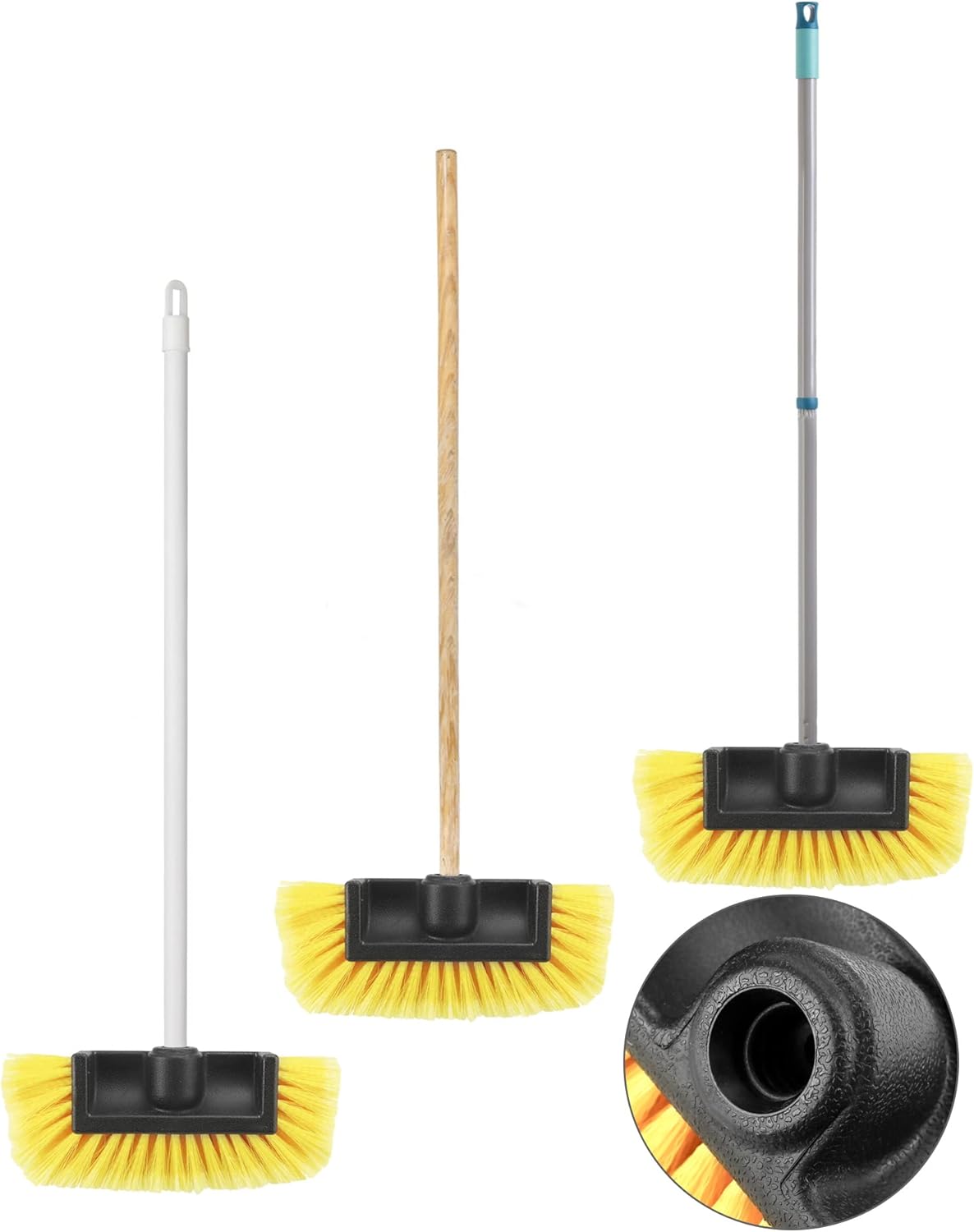 10in Car Wash Brush Head with Soft Bristle, for Cleaning Decks, Trucks, Car, RV, Boats, Home Siding, Camper, Yellow - Image 3