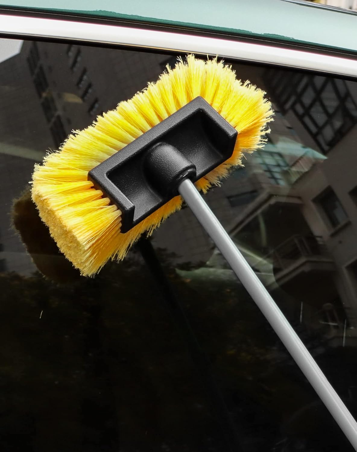 10in Car Wash Brush Head with Soft Bristle, for Cleaning Decks, Trucks, Car, RV, Boats, Home Siding, Camper, Yellow - Image 4