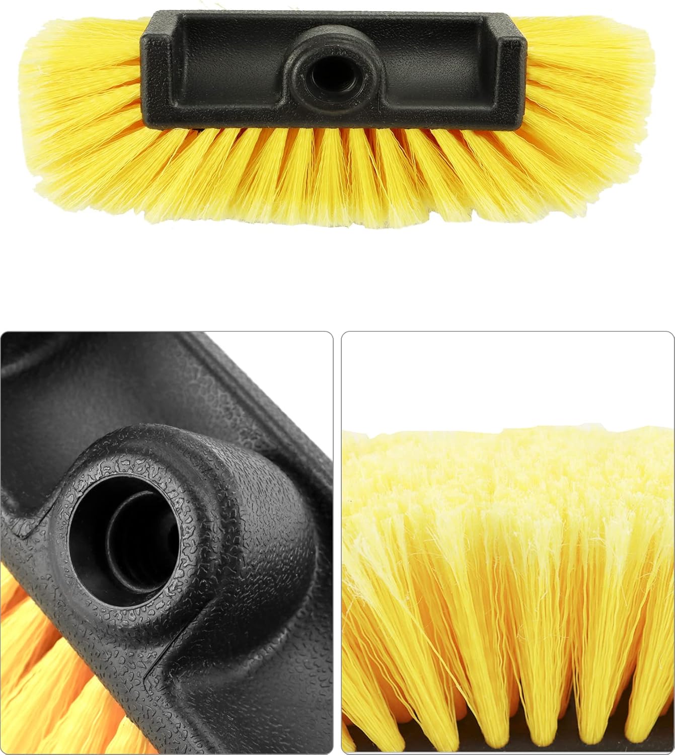 10in Car Wash Brush Head with Soft Bristle, for Cleaning Decks, Trucks, Car, RV, Boats, Home Siding, Camper, Yellow - Image 5