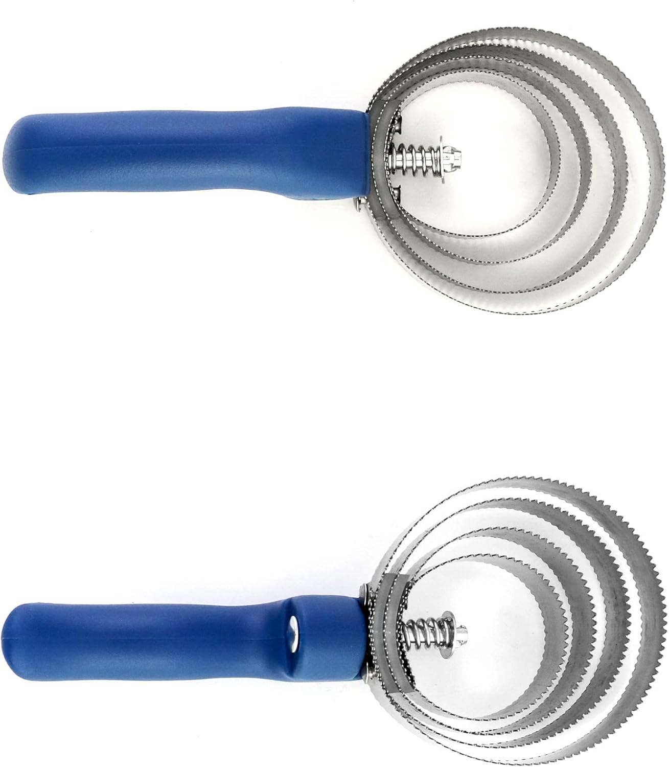 Double Sided Curry Comb, 2 Pack 4 Rings Stainless Steel Curry Comb with Soft Touch Grip, Blue - Image 7