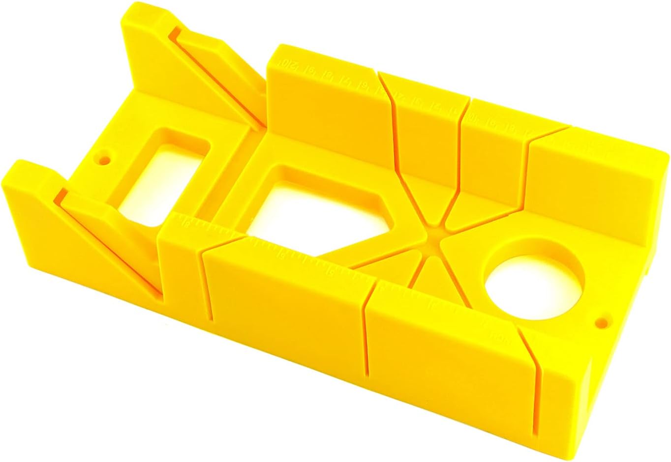 12-Inch High Impact Plastic Miter Box with Versatile Cutting Angles and Ruler Scale - Image 1