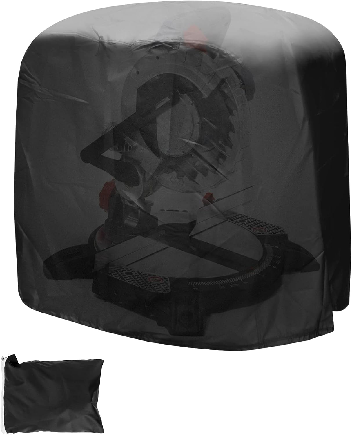 Dustproof Miter Saw Cover, 210D Oxford Cloth with Bottom Drawcord Fits Most Miter Saws, Planers, Machine Tools, Rustproof and Waterproof, Black - Image 1