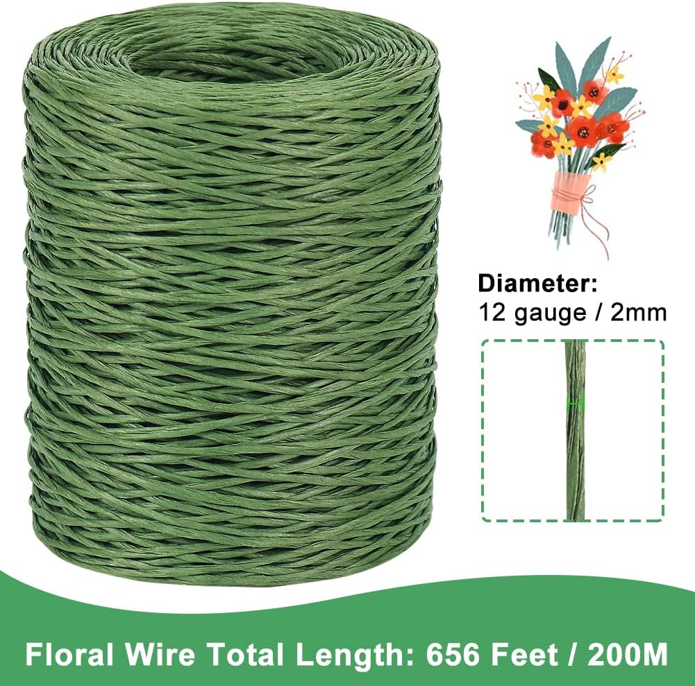 Floral Wire, 656 Feet 2mm Paper Covered Bind Wire for Floral Bouquets, Crowns, Wreath Making, Christmas Ornaments, Garlands, Wedding Decorating, Crafts (Green) - Image 3