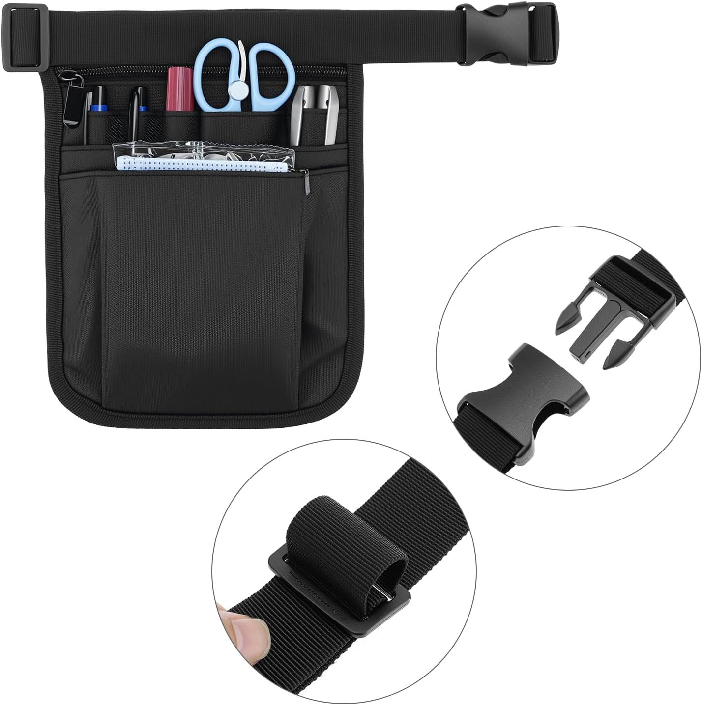 Nurse Waist Pouch Bag for Women Men, 2 Pack Utility Organizer Belt Pouch, Waist Tool Storage Bag, Oxford Fabric, 10x7 in, Black - Image 3