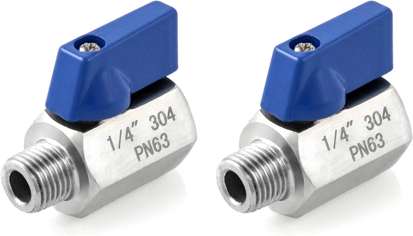 Mini Ball Valve, 2 Pack 1/4