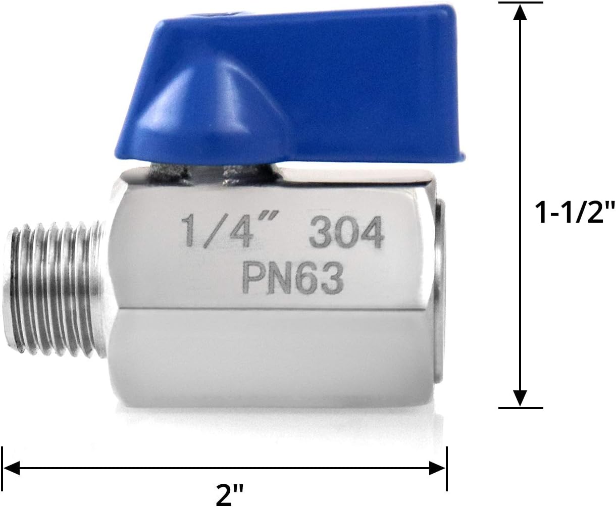 Mini Ball Valve, 2 Pack 1/4