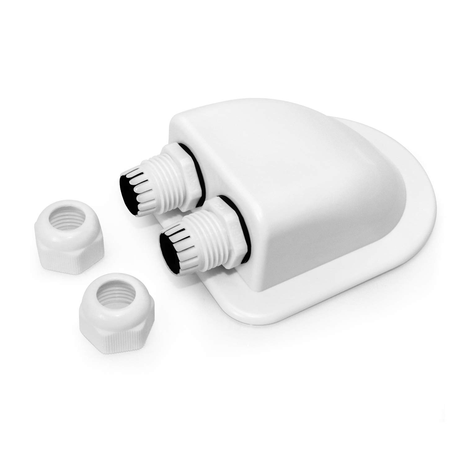 2 Pcs IP68 Waterproof ABS Solar Double Cable Entry Gland-Weather Resistant Dual Cable Entry Housing for Solar Panels of RV, Caravan and Marine, White - Image 2