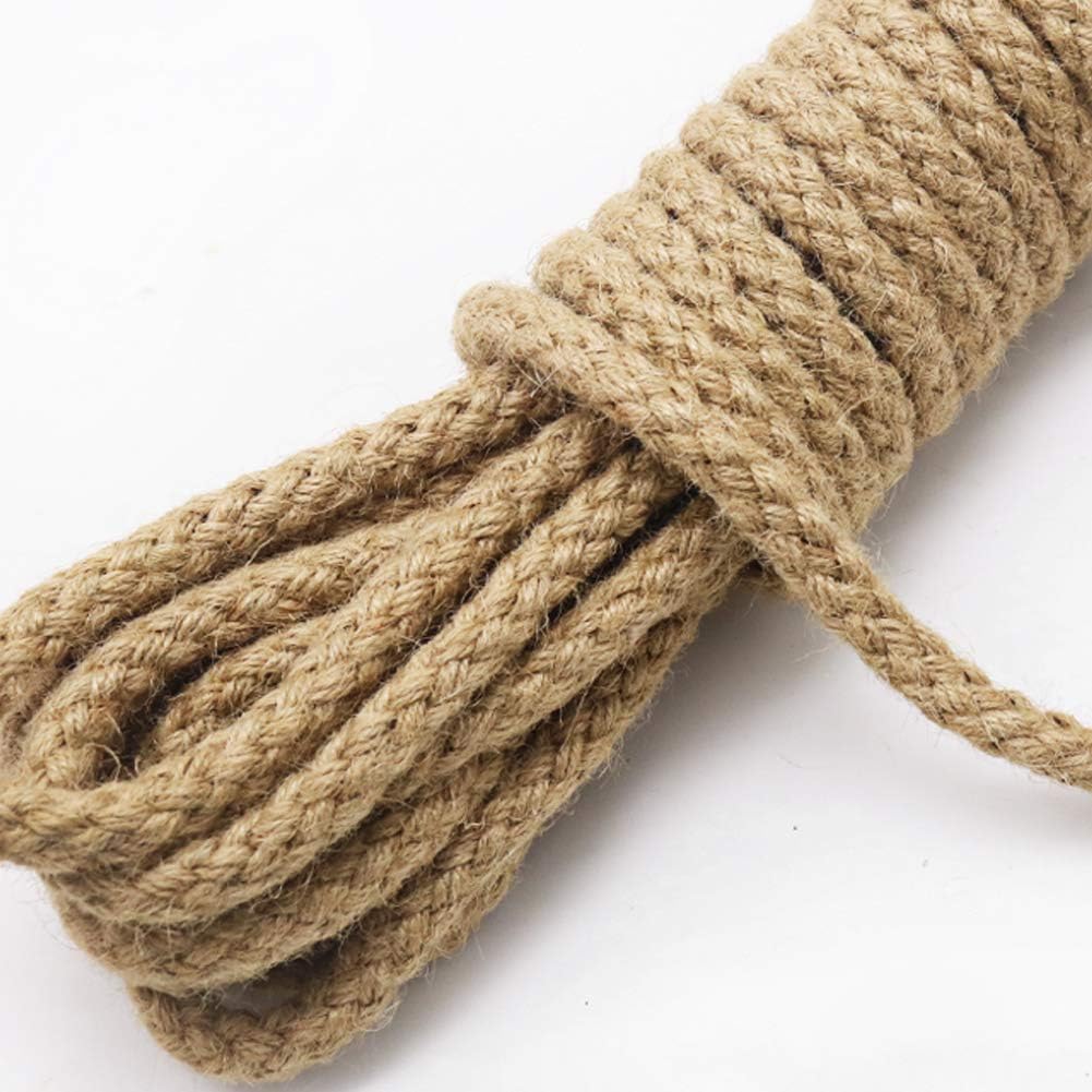 Braided Jute Rope, 25 Feet 11mm Thick Twine Rope for Crafting, Cat Scratching, Gardening, Bundling, Farmhouse Decor, Home Decor - Image 2
