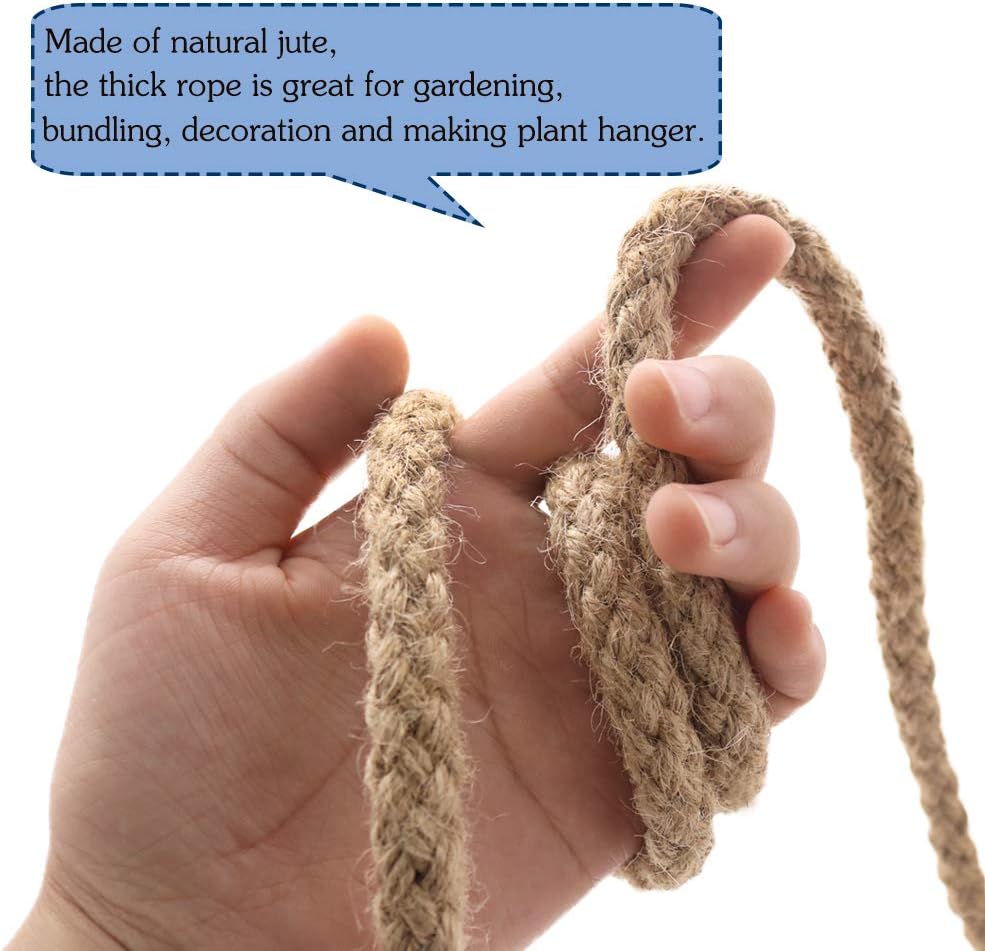 Braided Jute Rope, 25 Feet 11mm Thick Twine Rope for Crafting, Cat Scratching, Gardening, Bundling, Farmhouse Decor, Home Decor - Image 4