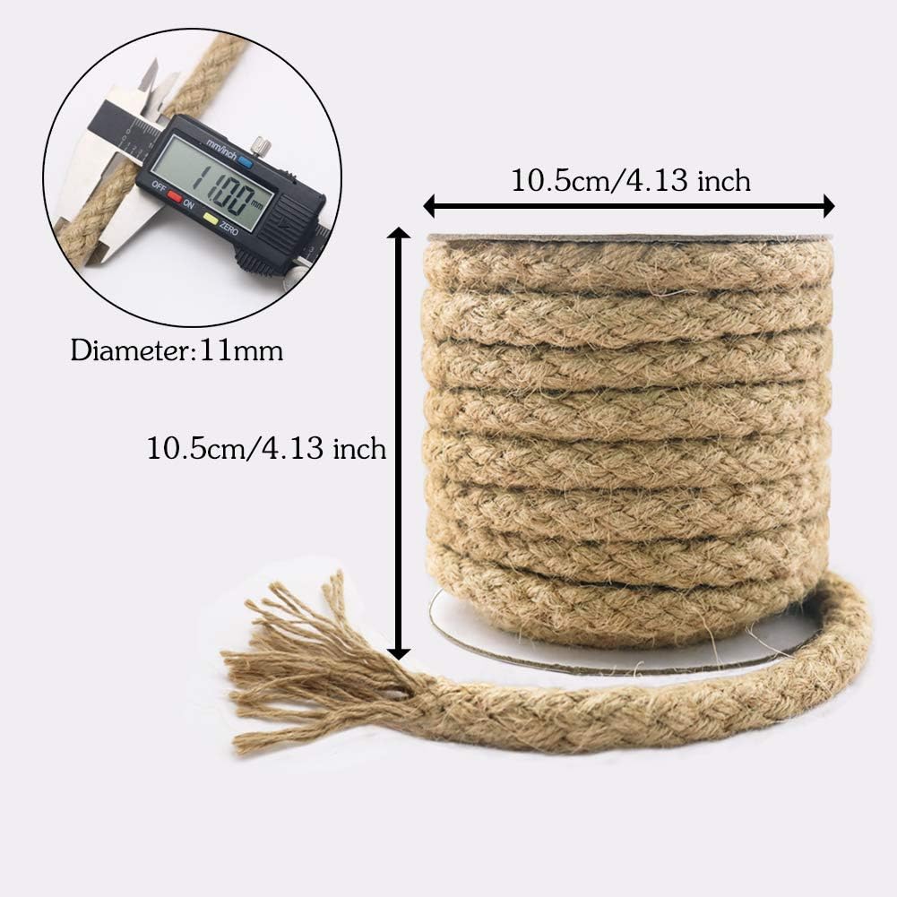 Braided Jute Rope, 25 Feet 11mm Thick Twine Rope for Crafting, Cat Scratching, Gardening, Bundling, Farmhouse Decor, Home Decor - Image 5