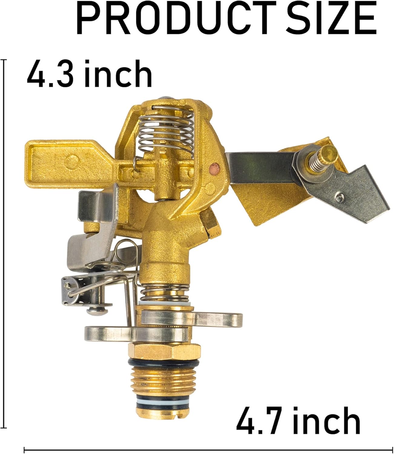1/2 Inch Brass Impact Sprinkler, Heavy Duty Water Sprinkler Head, Adjustable 0-360 Degree Coverage Pattern, Watering Sprinkler with Nozzles for Large Patio Garden Irrigation (1 Pack) - Image 2