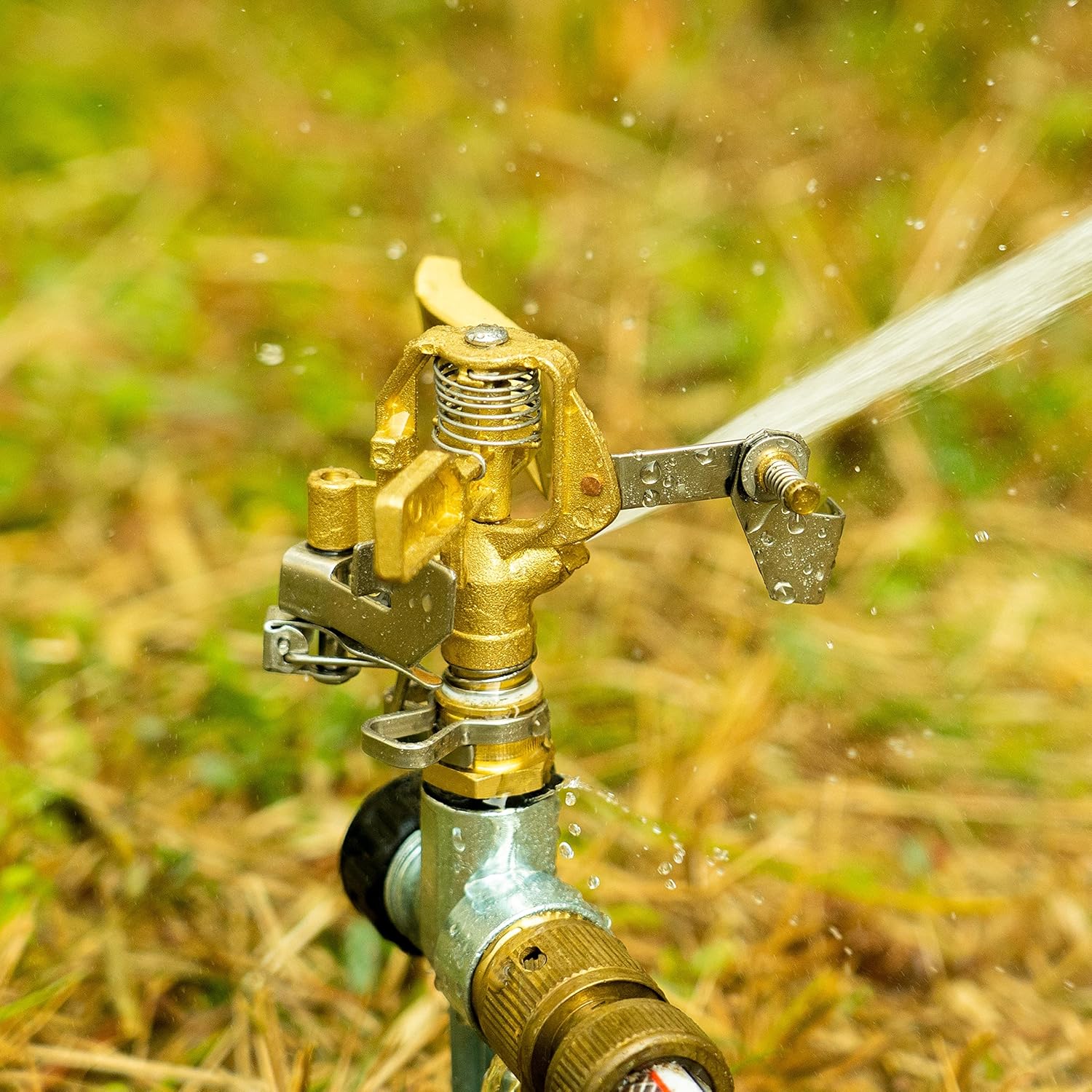 1/2 Inch Brass Impact Sprinkler, Heavy Duty Water Sprinkler Head, Adjustable 0-360 Degree Coverage Pattern, Watering Sprinkler with Nozzles for Large Patio Garden Irrigation (1 Pack) - Image 6