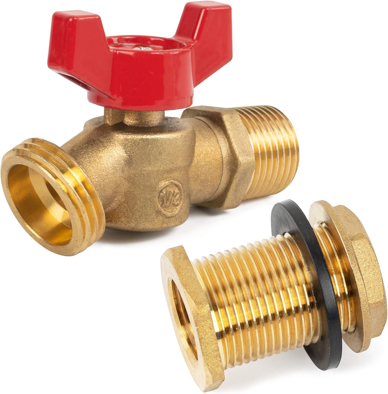 Brass Rain Barrel Quarter Turn Ball Valve Spigot Kit 1/2 Inch With Bulkhead Fitting - Image 2