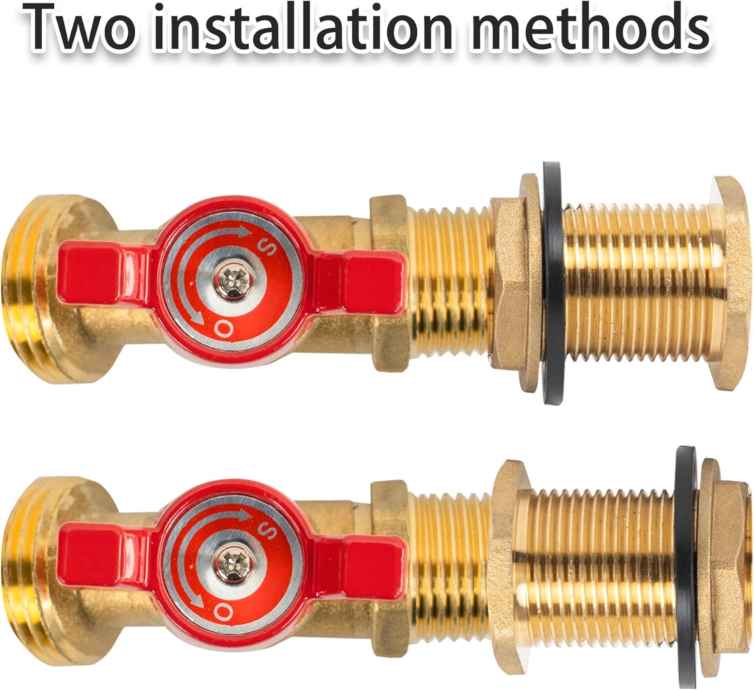 Brass Rain Barrel Quarter Turn Ball Valve Spigot Kit 1/2 Inch With Bulkhead Fitting - Image 3