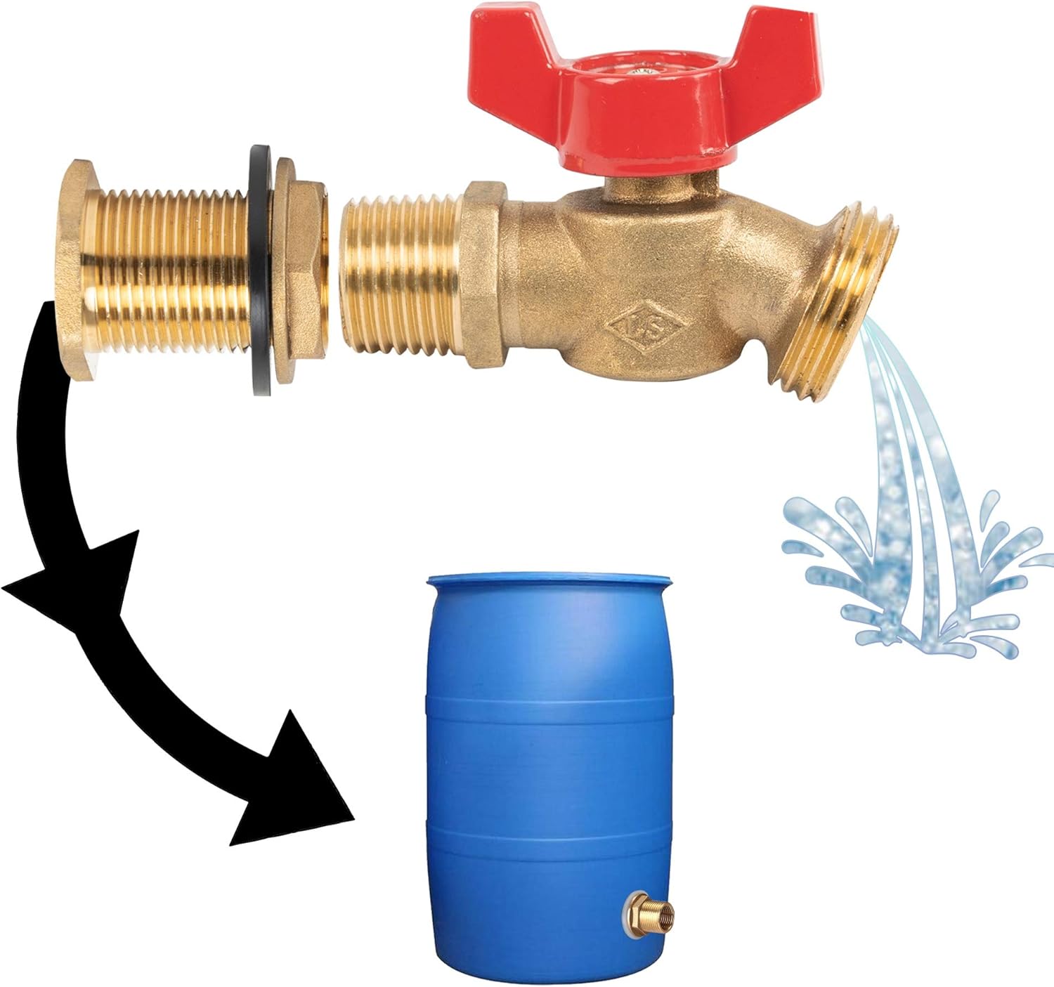 Brass Rain Barrel Quarter Turn Ball Valve Spigot Kit 1/2 Inch With Bulkhead Fitting - Image 5